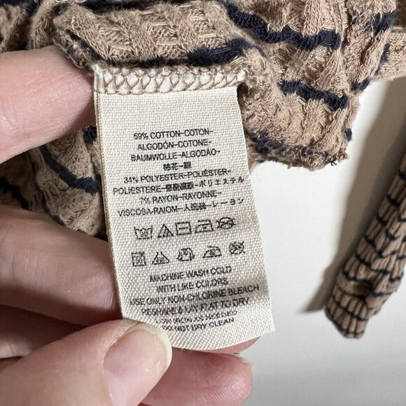 Free People We The Free Auntie Em Thermal  Peplum Long Sleeve Striped top Size S - Picture 6 of 7